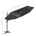   4-poziomowy parasol na aluminiowym słupku, antracytowy, 3x3 m Lumarko!