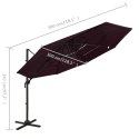   4-poziomowy parasol na aluminiowym słupku, bordowy, 3x3 m Lumarko!