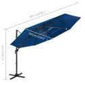   4-poziomowy parasol na aluminiowym słupku, lazurowy, 3x3 m Lumarko!