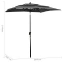 3-poziomowy parasol na aluminiowym słupku, antracytowy, 2x2 m Lumarko!