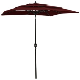  3-poziomowy parasol na aluminiowym słupku, bordowy, 2x2 m Lumarko!
