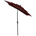  3-poziomowy parasol na aluminiowym słupku, bordowy, 2x2 m Lumarko!