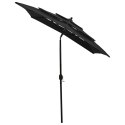  3-poziomowy parasol na aluminiowym słupku, czarny, 2x2 m Lumarko!