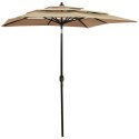  3-poziomowy parasol na aluminiowym słupku, kolor taupe, 2x2 m Lumarko!