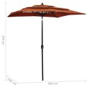  3-poziomowy parasol na aluminiowym słupku, terakotowy, 2x2 m Lumarko!