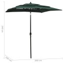  3-poziomowy parasol na aluminiowym słupku, zielony, 2x2 m Lumarko!