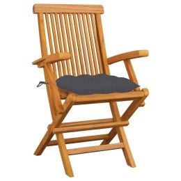  Krzesła ogrodowe, antracytowe poduszki, 6 szt., drewno tekowe Lumarko!