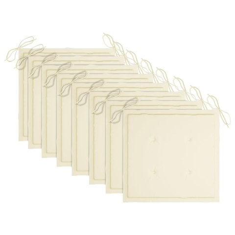  Krzesła ogrodowe z kremowymi poduszkami, 8 szt., drewno tekowe Lumarko!