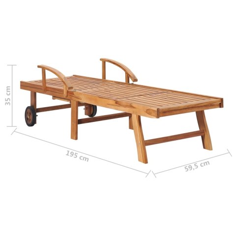  Leżaki ze stolikiem i poduszkami, 2 szt., lite drewno tekowe Lumarko!