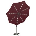  Wiszący parasol ze słupkiem i lampkami LED, bordowy, 300 cm Lumarko!