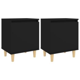 Lumarko 2 szafki nocne z drewnianymi nóżkami, czarne, 40x30x50 cm