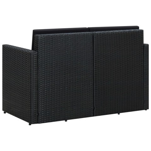  2-osobowa sofa ogrodowa z poduszkami, czarna, polirattan Lumarko!