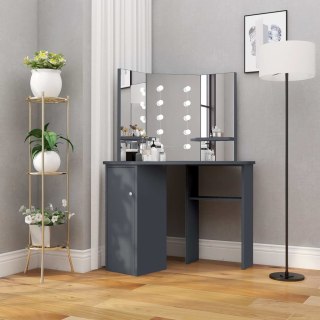  Toaletka narożna z oświetleniem LED, szara, 111 x 54 x 141,5 cm Lumarko!