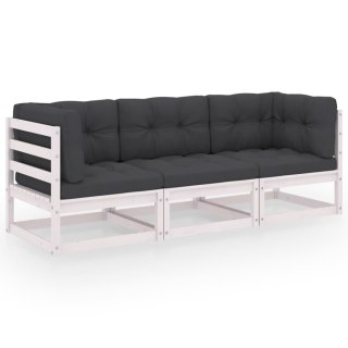  3-osobowa sofa ogrodowa z poduszkami, lite drewno sosnowe Lumarko!