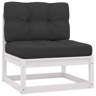  Ogrodowa sofa środkowa z antracytowymi poduszkami, białe drewno Lumarko!