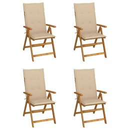  Rozkładane krzesła ogrodowe z poduszkami, 4 szt., lita akacja Lumarko!