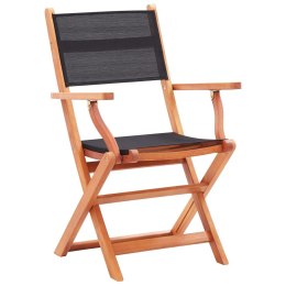  Składane krzesła ogrodowe 2 szt. czarne, eukaliptus i textilene Lumarko!
