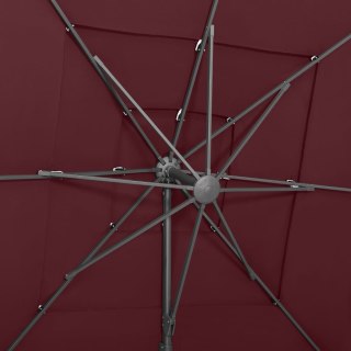 4-poziomowy parasol na aluminiowym słupku, bordowy, 250x250 cm Lumarko!