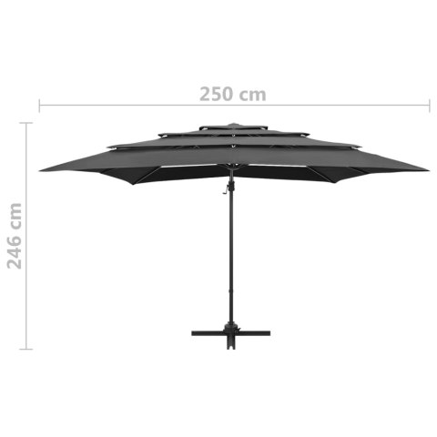  4-poziomowy parasol na aluminiowym słupku, antracyt, 250x250 cm Lumarko!