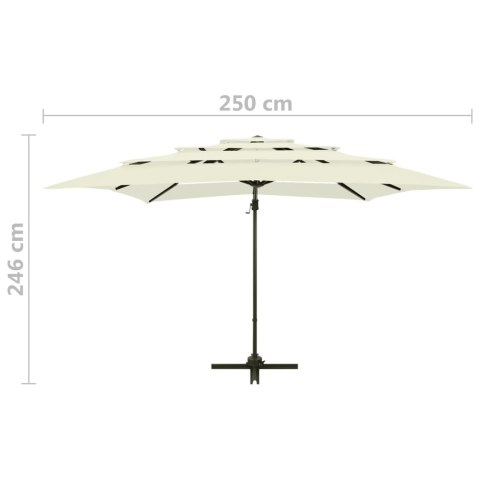  4-poziomowy parasol na aluminiowym słupku, piaskowy, 250x250 cm Lumarko!