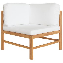  2-osobowa ławka ogrodowa z kremowymi poduszkami, drewno tekowe