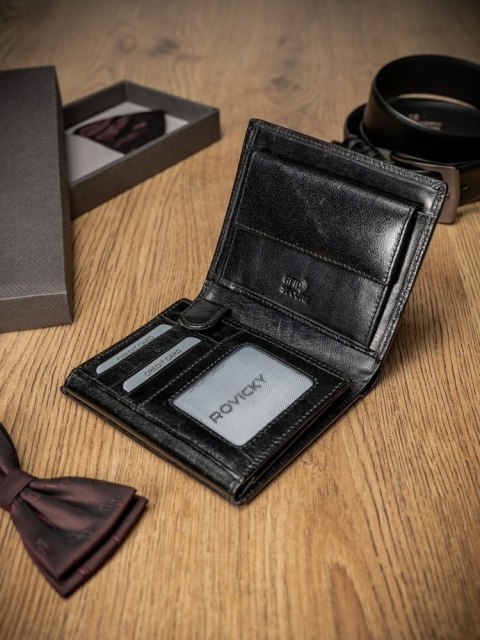  Elegancki Pionowy Portfel Męski Bez Zapięcia Ze Skóry Naturalnej