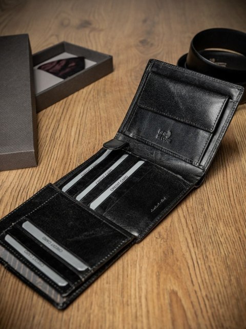  Elegancki Pionowy Portfel Męski Bez Zapięcia Ze Skóry Naturalnej