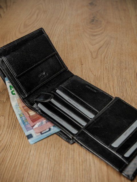  Elegancki Pionowy Portfel Męski Bez Zapięcia Ze Skóry Naturalnej