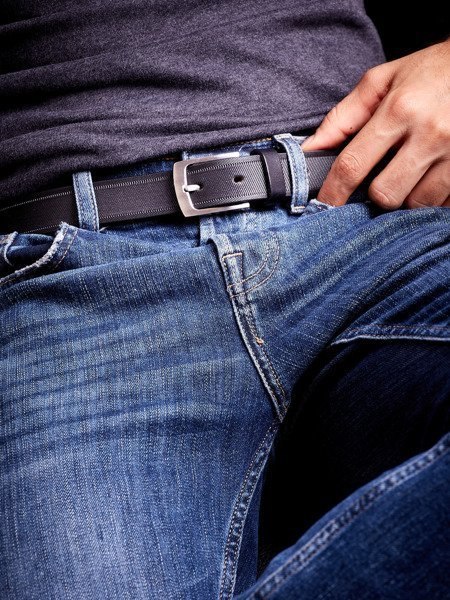  Skórzany Pasek Męski Ze Stylowym Motywem Żłobień