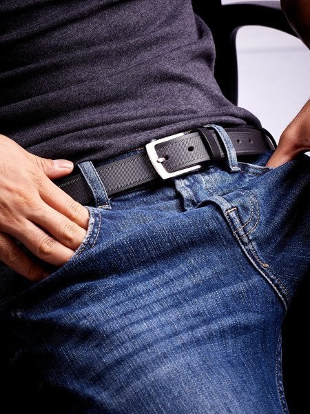  Skórzany Pasek Męski Ze Stylowym Motywem Żłobień