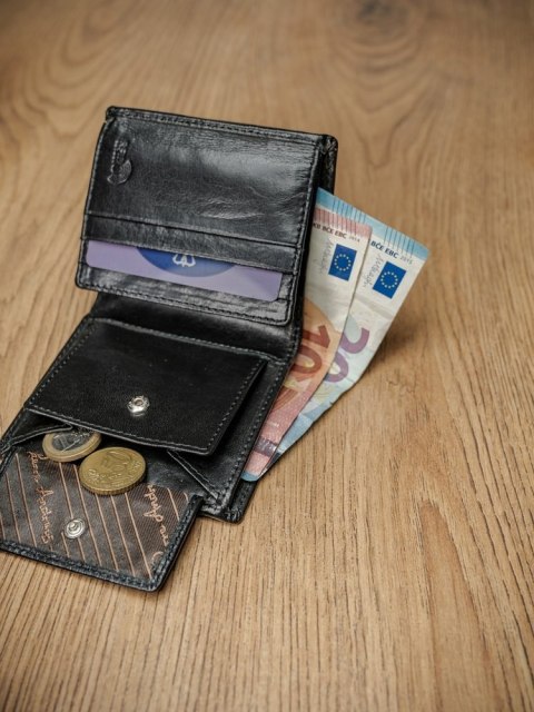  Pionowy Portfel Męski Z Gładkiej Skóry Naturalnej, Ochrona Stop Pierre Andreus