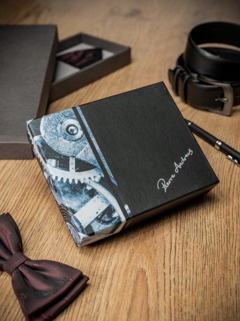  Pionowy Portfel Męski Z Gładkiej Skóry Naturalnej, Ochrona Stop Pierre Andreus