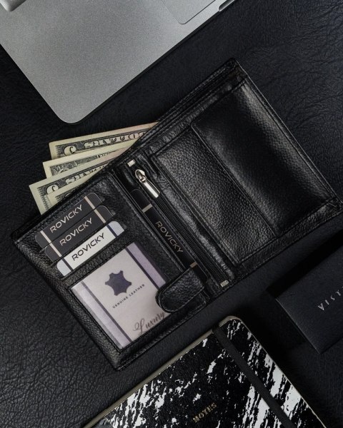  Duży Skórzany Czarny Portfel Męski Ronaldo