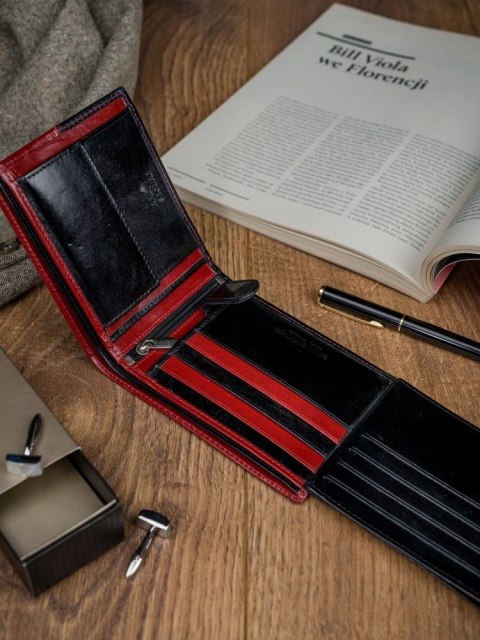  Poziomy, Dwukolorowy Portfel Ze Skóry Naturalnej, Ochrona