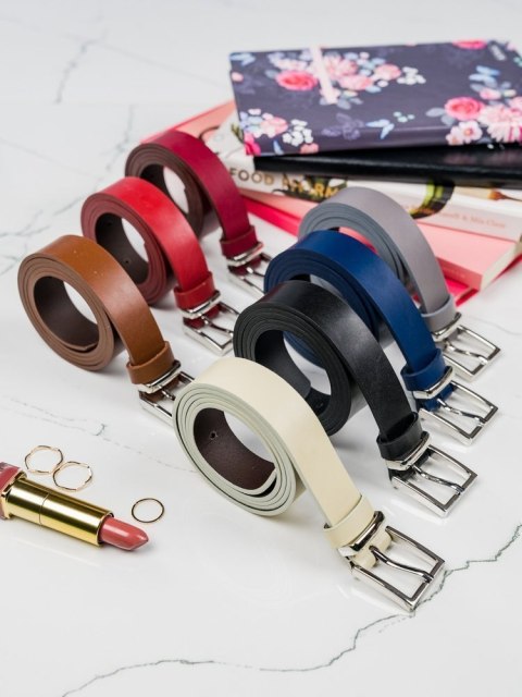  Gładki, Elegancki Pasek Damski, Ze Skóry Naturalnej, Ze Srebrną Sprzączką