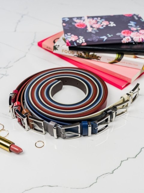  Gładki, Elegancki Pasek Damski, Ze Skóry Naturalnej, Ze Srebrną Sprzączką