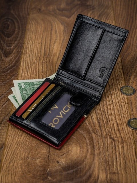  Poziomy Portfel Męski Dwukolorowy, Skóra Naturalna Hq