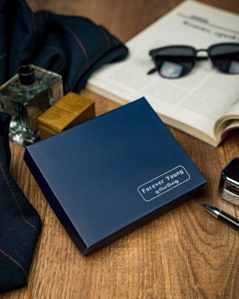  Czarny Portfel Męski Skórzany Forever Youngz Przeszyciem