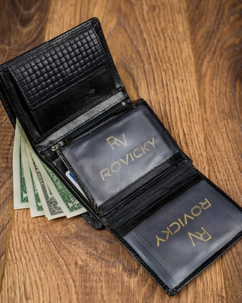  Czarny Portfel Męski Skórzany Forever Youngz Przeszyciem