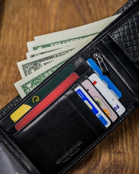  Czarny Portfel Męski Skórzany Forever Youngz Przeszyciem