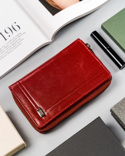  Pionowy Portfel Damski Z Bawolej Skóry, Zamykany Na Zatrzask,