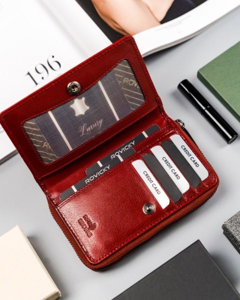  Pionowy Portfel Damski Z Bawolej Skóry, Zamykany Na Zatrzask,