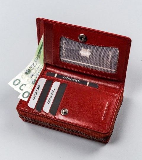  Pionowy Portfel Damski Z Bawolej Skóry, Zamykany Na Zatrzask,