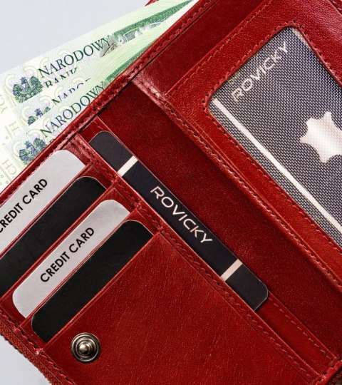  Pionowy Portfel Damski Z Bawolej Skóry, Zamykany Na Zatrzask,