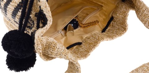  Mała, Słomiana Torebka Worek Z Pomponami, Idealna Na Lato Cavaldi