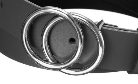  Gładki, Skórzany Pasek Damski Ze Srebrną, Podwójną Klamrą