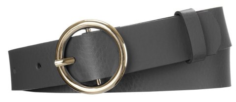  Połyskujący, Skórzany Pasek Damski Ze Złotą, Okrągłą Klamrą