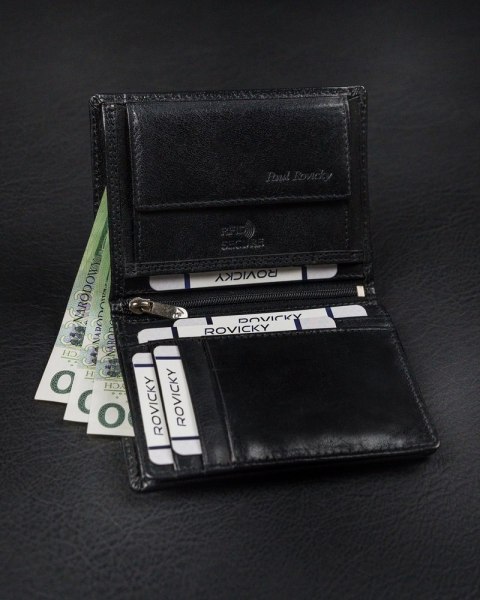  Duży, Pionowy Portfel Męski Bez Zapięcia Z Błyszczącej Skóry Naturalnej