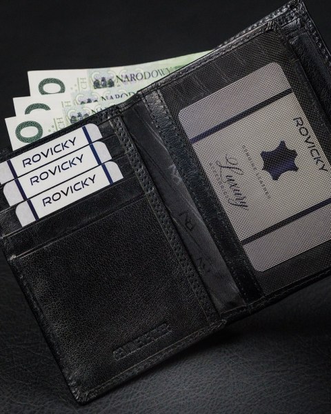  Duży, Pionowy Portfel Męski Bez Zapięcia Z Błyszczącej Skóry Naturalnej