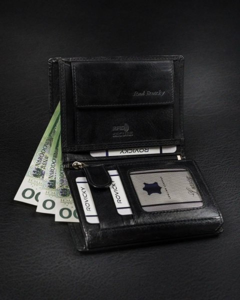  Funkcjonalny, Pionowy Portfel Męski Bez Zapięcia Ze Skóry Naturalnej